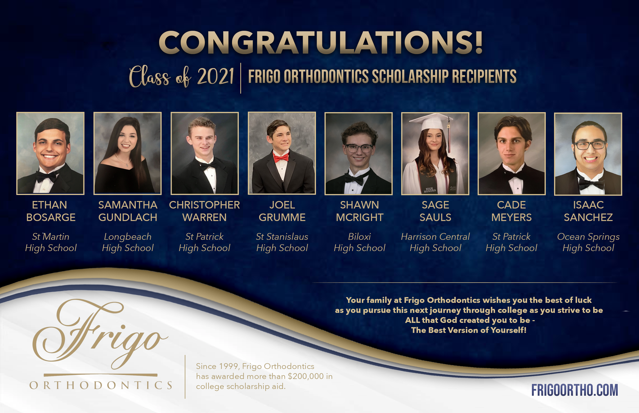 Frigo Ortho Grad Scholarship recipients 2021