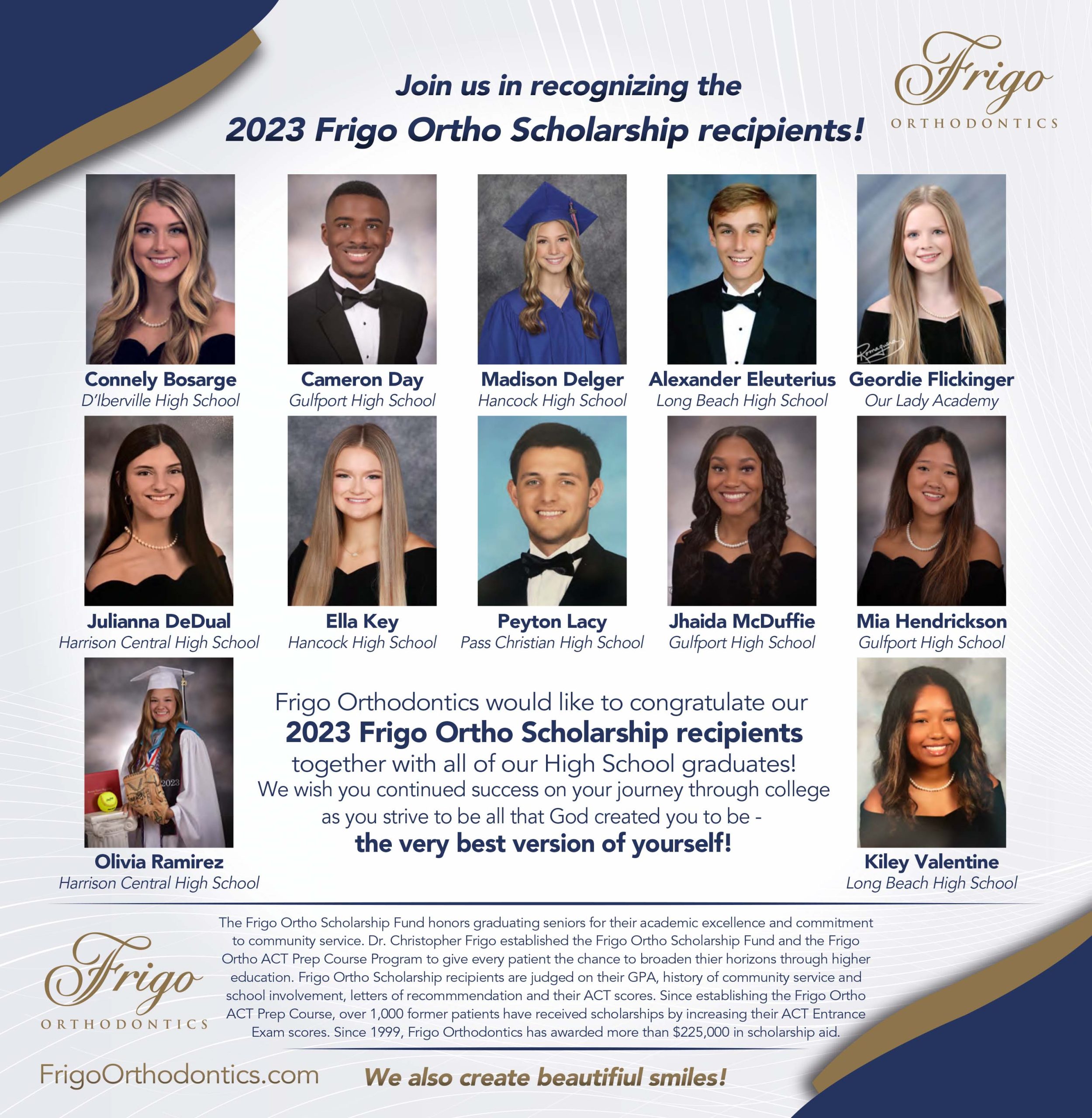 Frigo Ortho Grad Scholarship recipients 2023